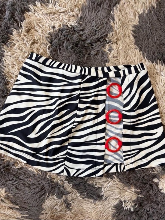 Dresses & Skirts - Zebra Print Mini Skirt with Red Accent Rings
